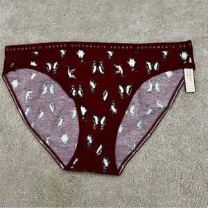 NWT Victoria’s Secret Holiday Penguin Logo Stretch Cotton Bikini Panty Large L